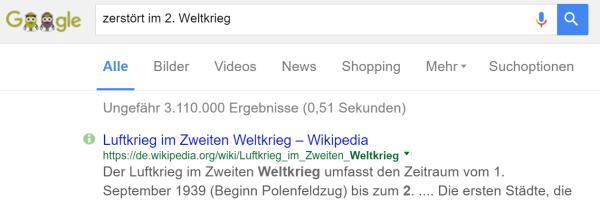 Screenshot Google: Zersört im 2.Weltkrieg.