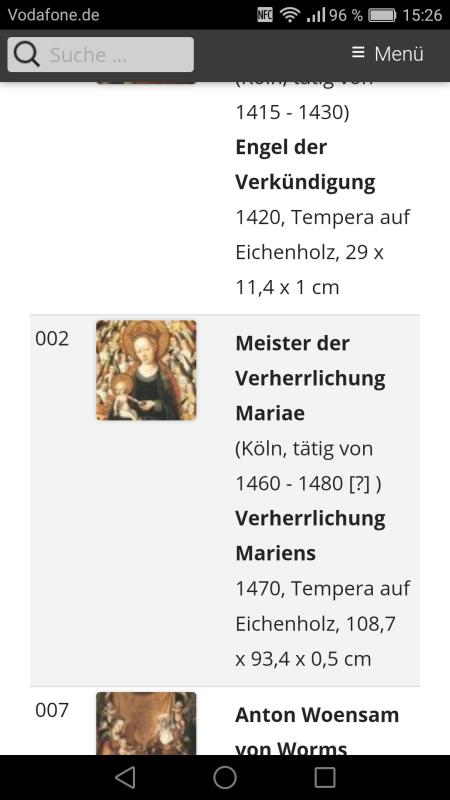 Android Screenshot der Website "Gemälde" von heylshof.de